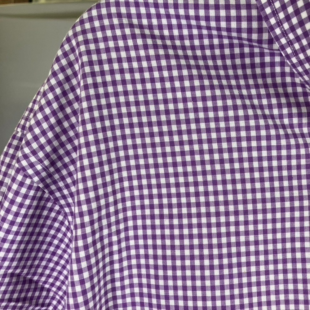 LAUREN Ralph Lauren Mens 17 1/2-32/33 Purple Check Classic Fit Non Iron Shirt - Picture 7 of 13